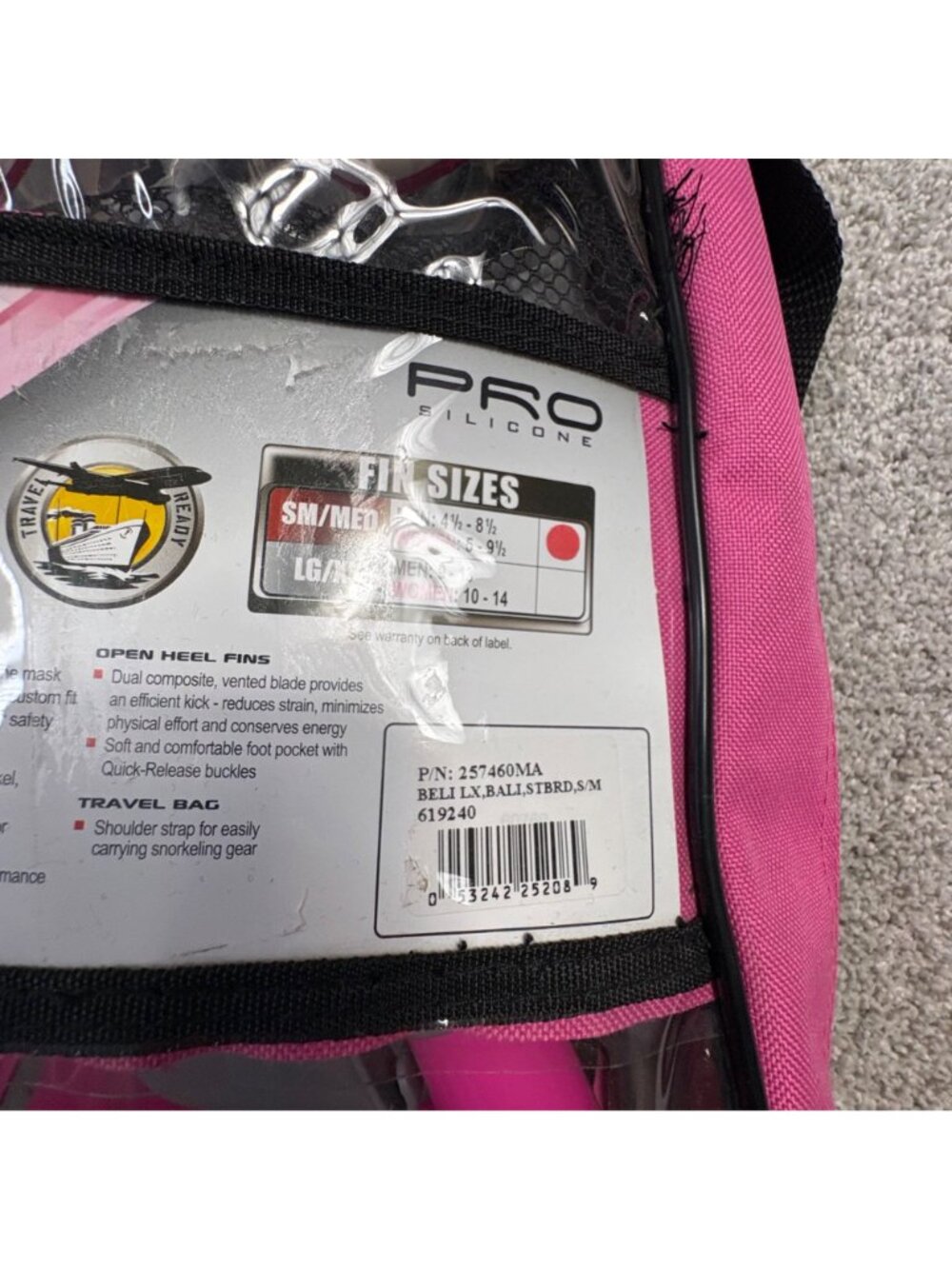 US Divers Pro Silicone Women Snorkeling Set Pink Gray Small Medium New - Picture 4 of 8